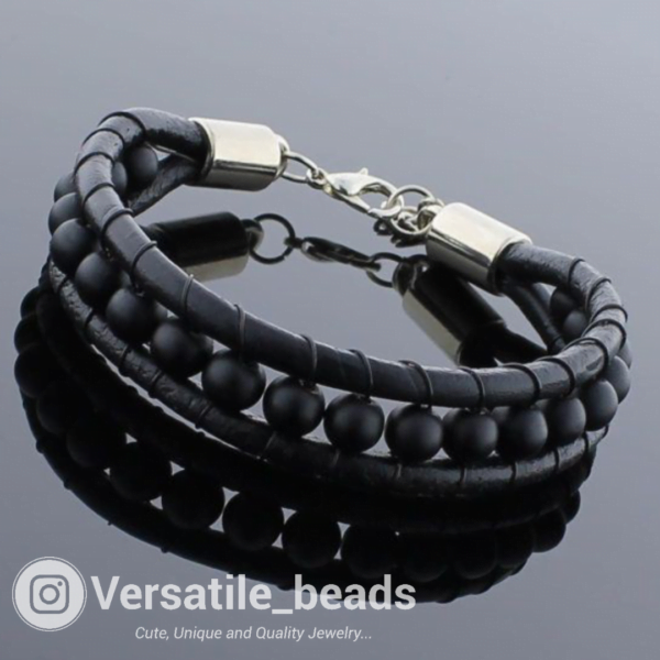 Stone beads ft Leather Bracelet