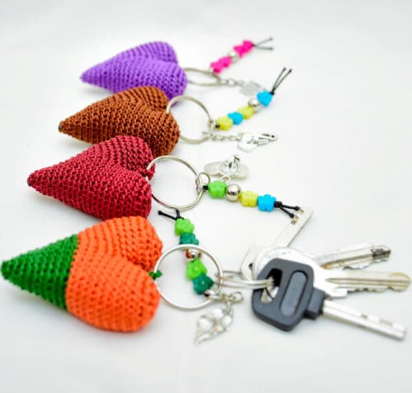 Crochet Heart Keyrings scaled