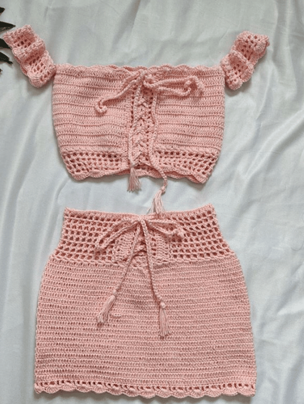 Crocheted two pieces