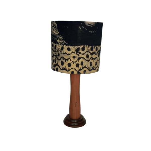 Batik fabric black and cream table lampshade