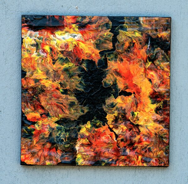 Fire flames acrylic pour