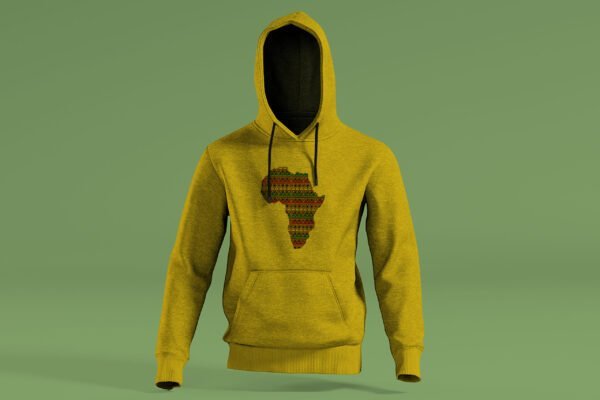 African print Map Yellow hoodie