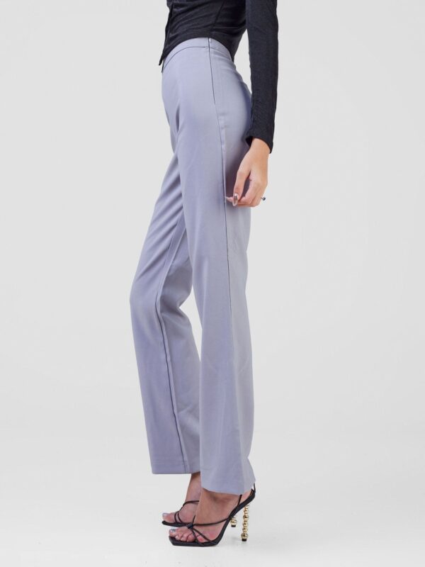 Anika Boot-Cut Dress Pants With Zipper on the Side - Light Grey