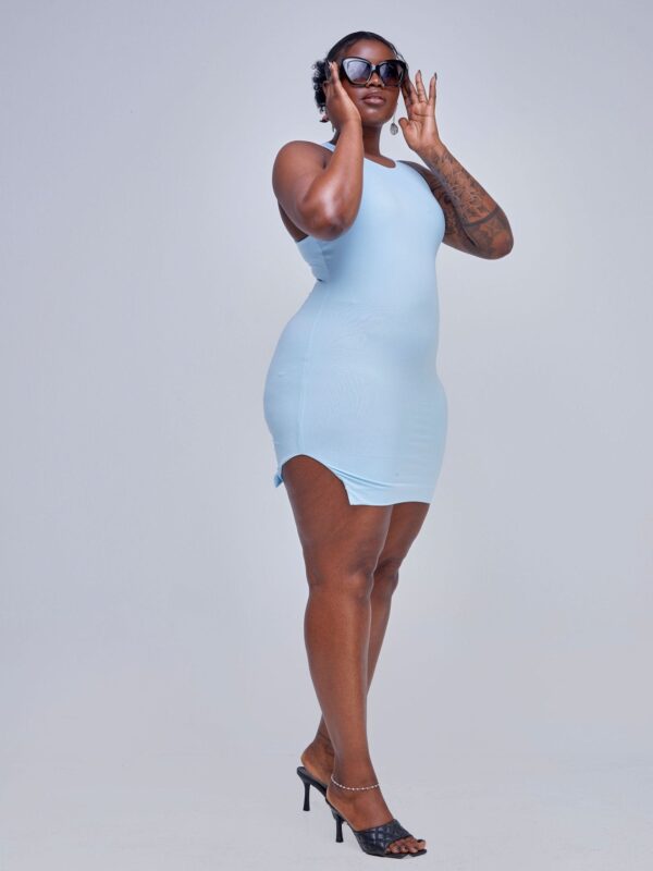 Popular 21 Sleeveless Racer-back Dress - Dusty Blue